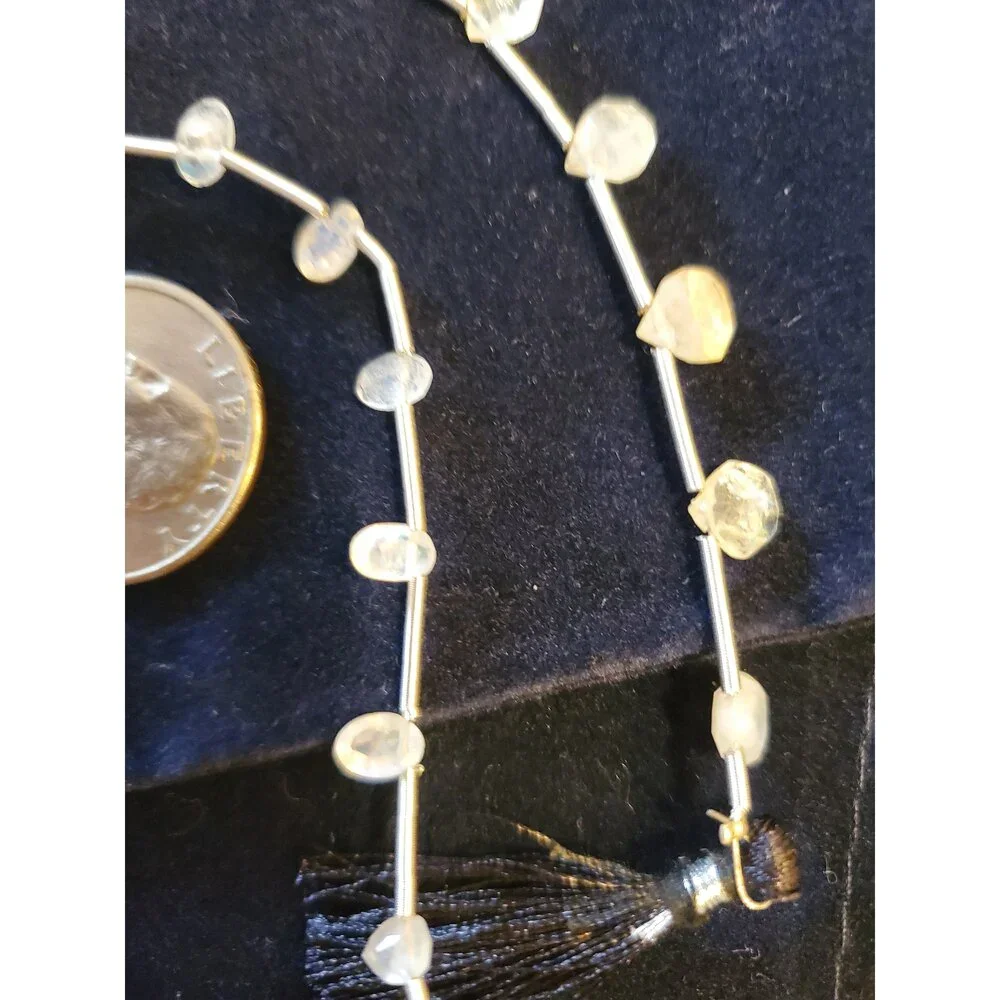 Faceted Milky Moonstone Briollette Beads, 2 Strands
